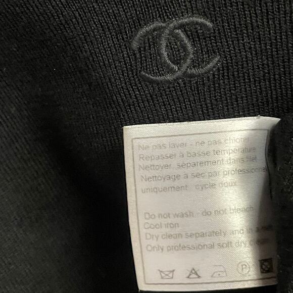 Vintage Chanel Wool Blend Knit V Neck Logo Top Black Womens 46 / US 14 AS IS - Picture 10 of 12